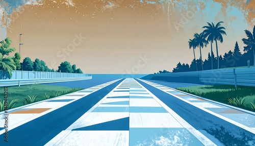 PalmLined Racetrack Tropical F1 Vibe