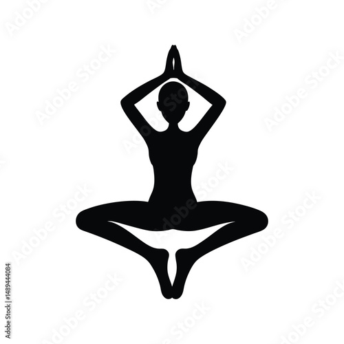 silhouette of yoga woman
