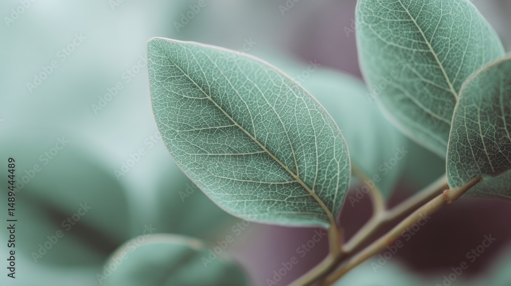 Obraz premium Close-up of delicate, light teal leaves