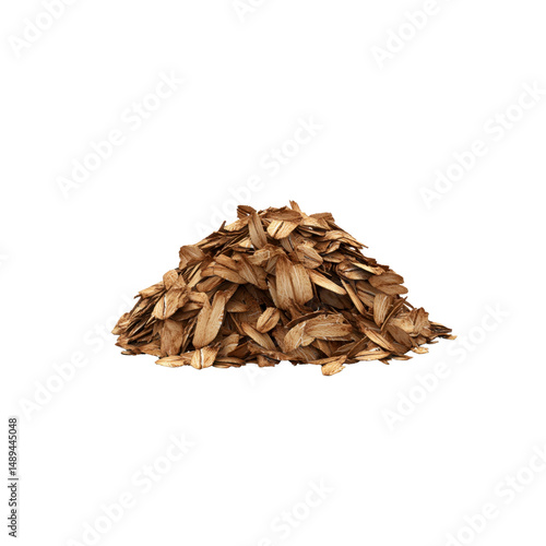 Pile of Wood Chips for Smoking Meat, Isolated on Black Background