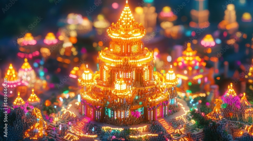 Fototapeta premium Enchanted Pixelated Cityscape