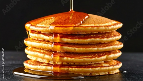 Wallpaper Mural Golden Stack Pancakes Drenched in Sweet Syrup Torontodigital.ca