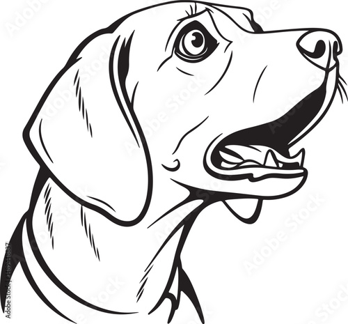 Dog Face Silhouette with Wide Eyes and Drooping Ears