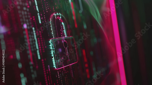 Glowing digital padlock with cracked screen symbolizing cybersecurity vulnerability and data breach risk, concept of online safety and digital protection.