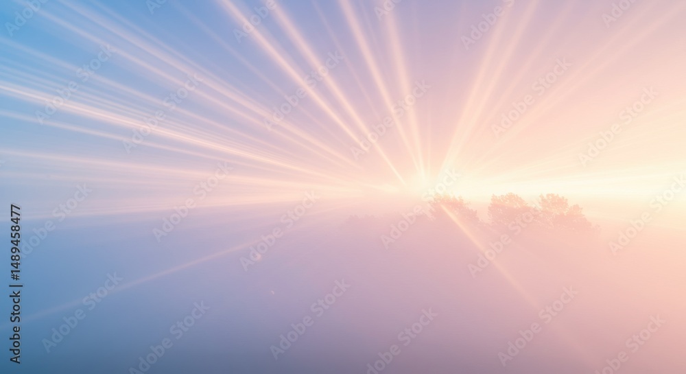 Fototapeta premium Abstract ethereal background with sun rays and light leak