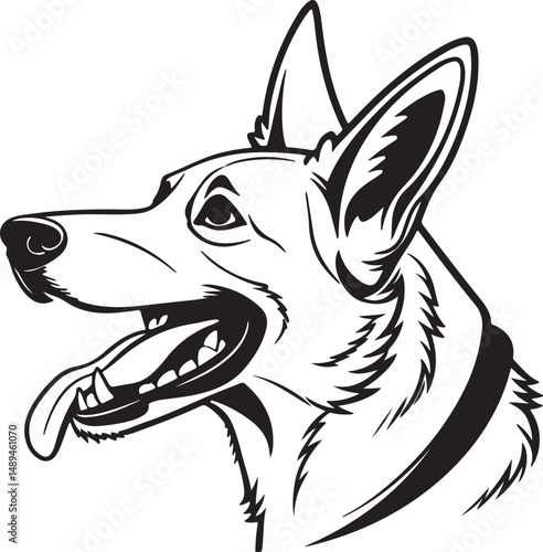 Happy Dog Face Silhouette with Big Smile