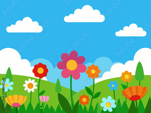 Vibrant fantasy landscape carton digital art illustration background wallpaper