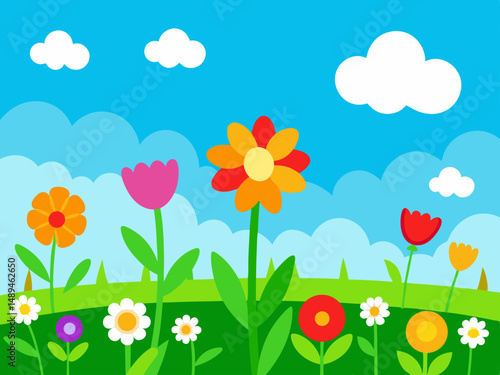Vibrant fantasy landscape carton digital art illustration background wallpaper
