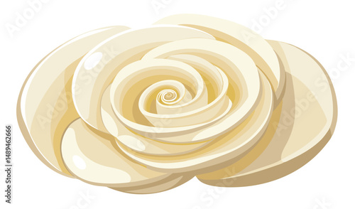 Elegant Ivory Rose Blossom Artistic Petal Swirls in Digital Illustration Style