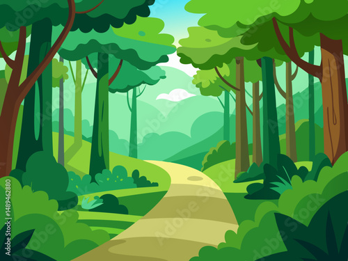 Vibrant fantasy landscape carton digital art illustration background wallpaper