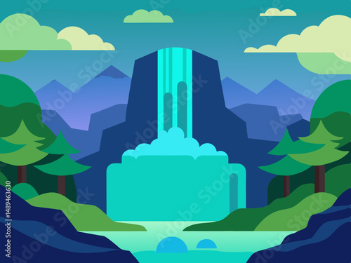 Vibrant fantasy landscape carton digital art illustration background wallpaper