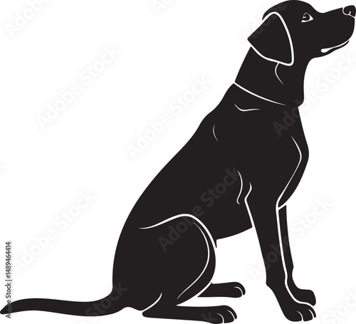 Simple Sitting Dog Silhouette in Black