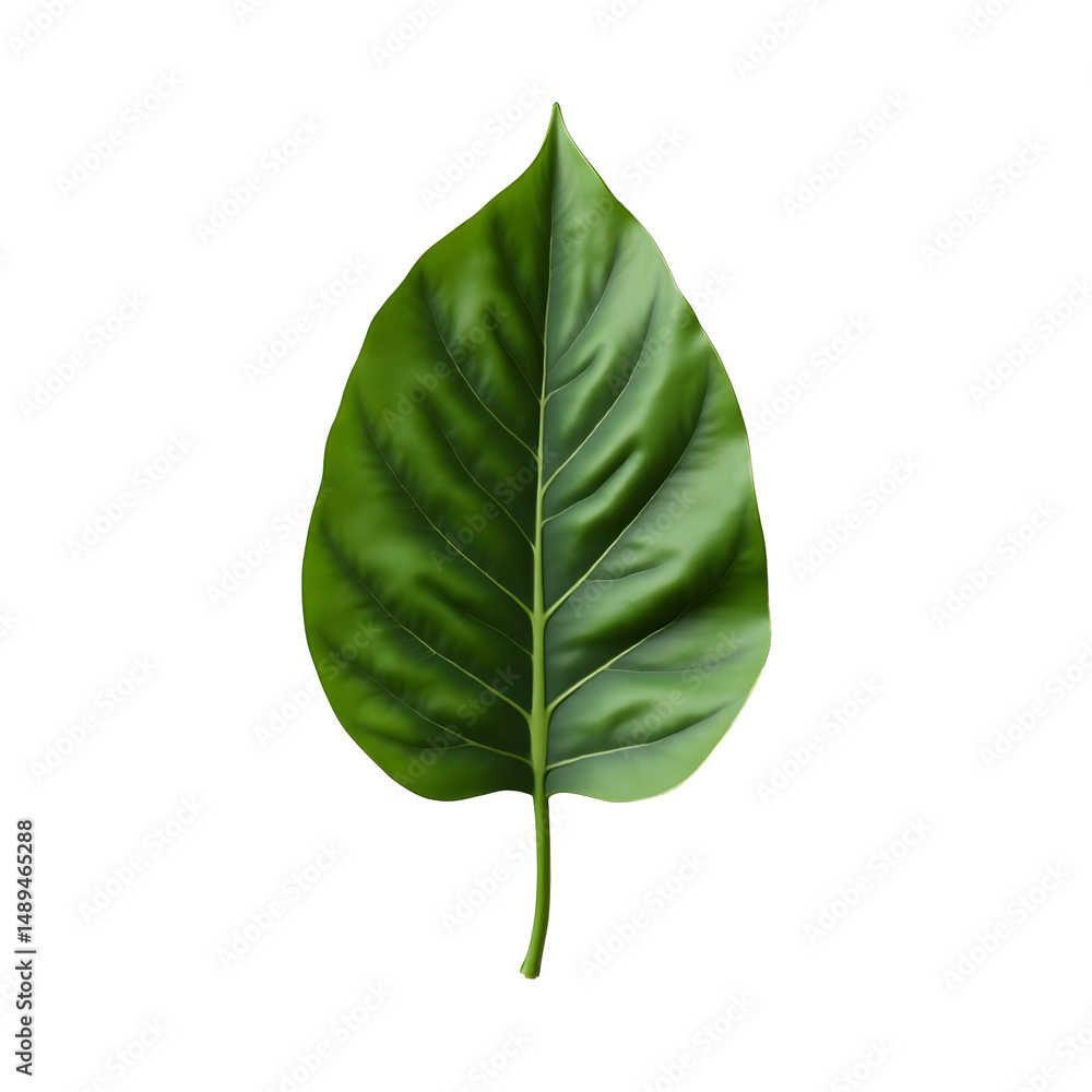 Fototapeta premium Photorealistic close up of a single ficus leaf displaying intricate details of veins against a plain aesthetic background