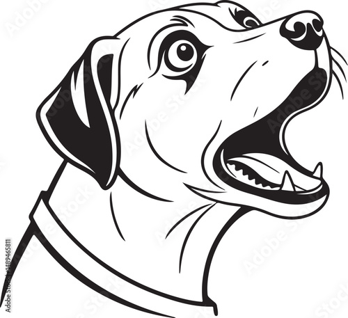 Surprised Dog Face Silhouette with Round Eyes