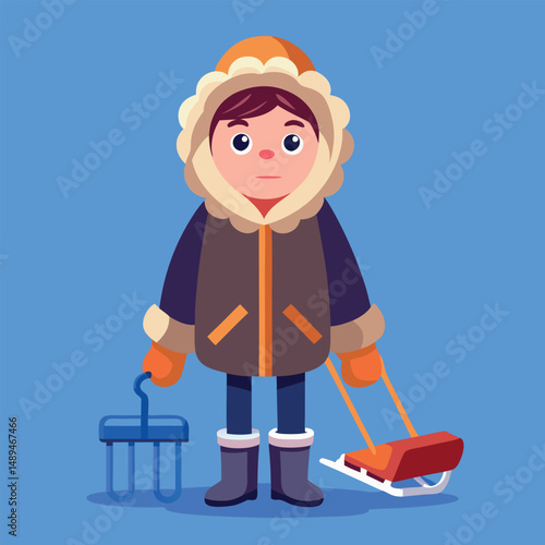 Vector illustration of a child in winter
