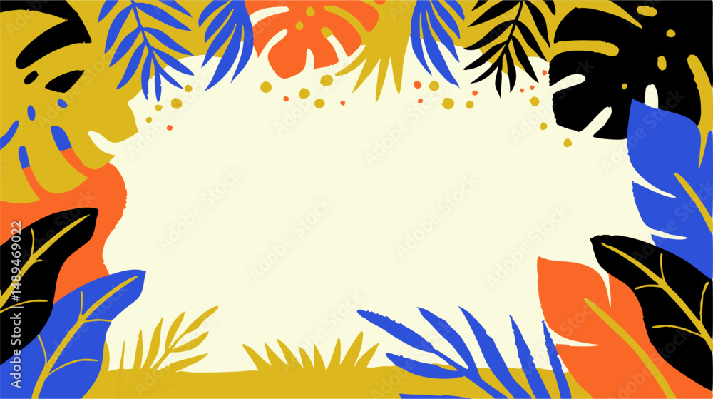 custom made wallpaper toronto digitalTropical Leaves Frame Border Background Illustration