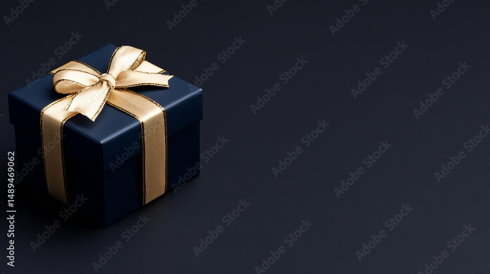 Elegant gift box with a golden ribbon on a dark background. Elegant gift box with a golden ribbon on a dark background.