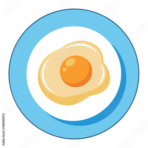 Vector illustration of scrambled eggs, fried eggs on a plate, food, breakfast