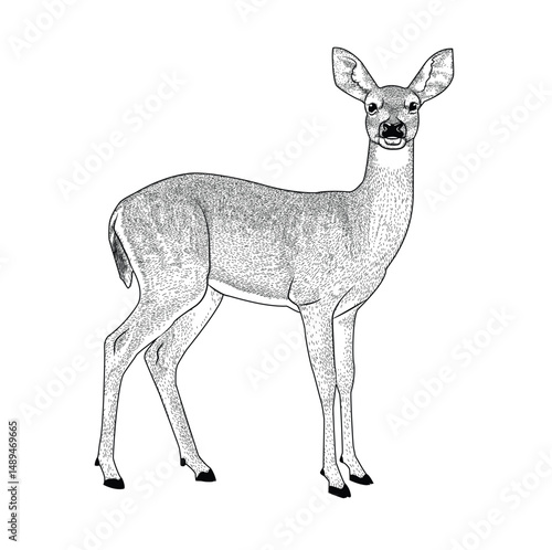 Line art of a deer isolated on white
