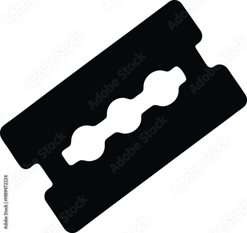 Double Edged Razor Blade with Cut-Out Notches Silhouette
