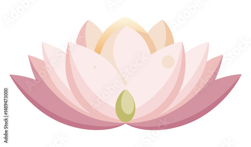 Stylized Pink Lotus Flower Illustration on White Background with Soft Color Palette
