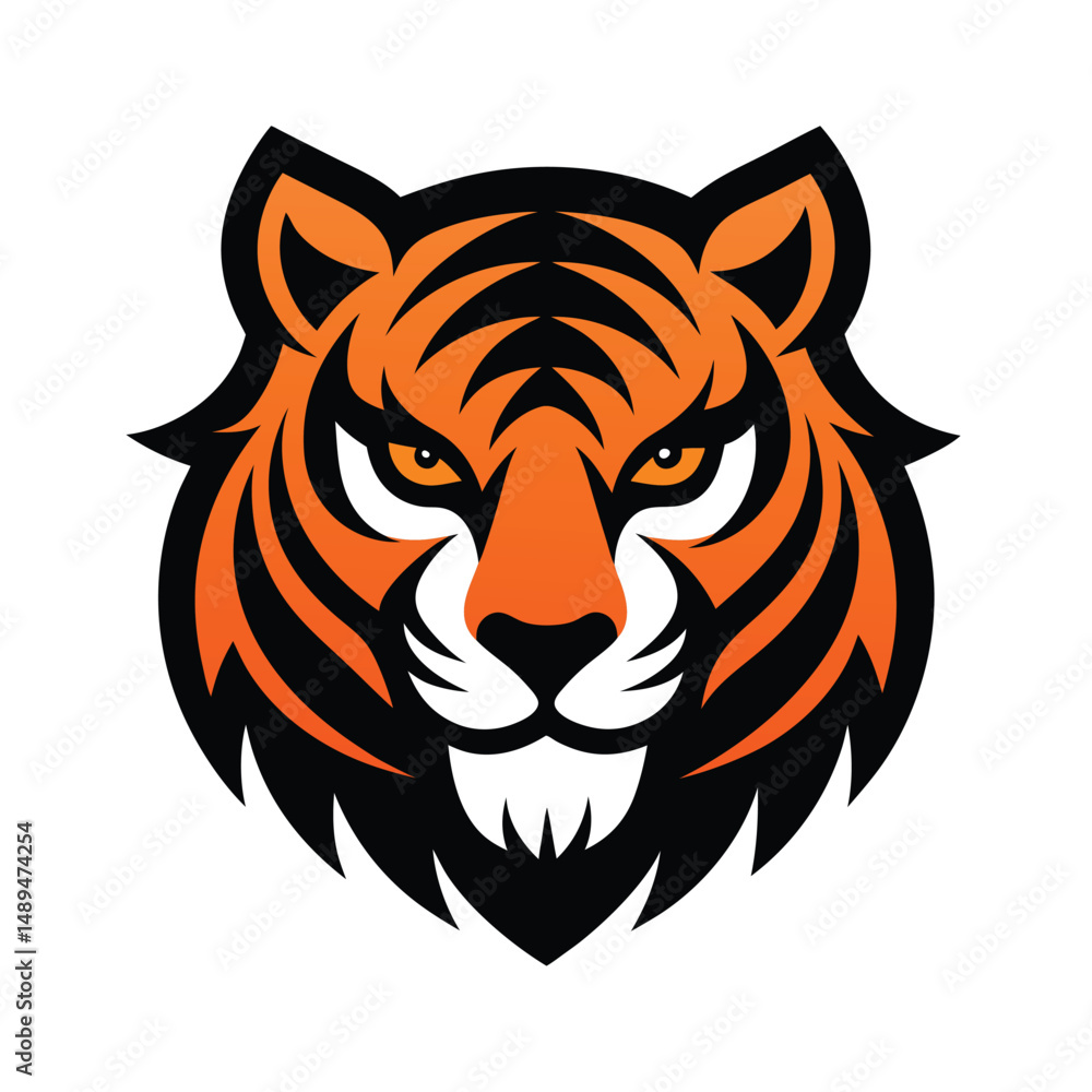 Bold Stylized Tiger Head in Tribal Vector Style Bold Stylized Tiger Head in Tribal Vector Style
