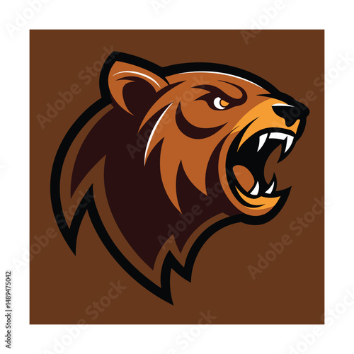 Roaring Bear Head Logo with Bold Side Profile