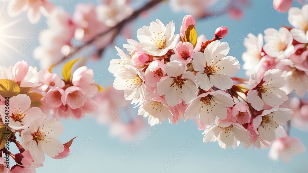 Delicate Pink and White Blossoms on a Sunny Day Delicate Pink and White Blossoms on a Sunny Day