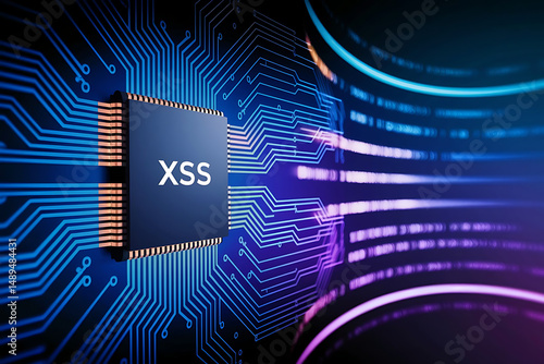 Cross-Site Scripting (XSS) Chip on Circuit Board – Cybersecurity and Web Security Concept, XSS attack, cross-site scripting, XSS vulnerability, cybersecurity, web security, XSS prevention, 

