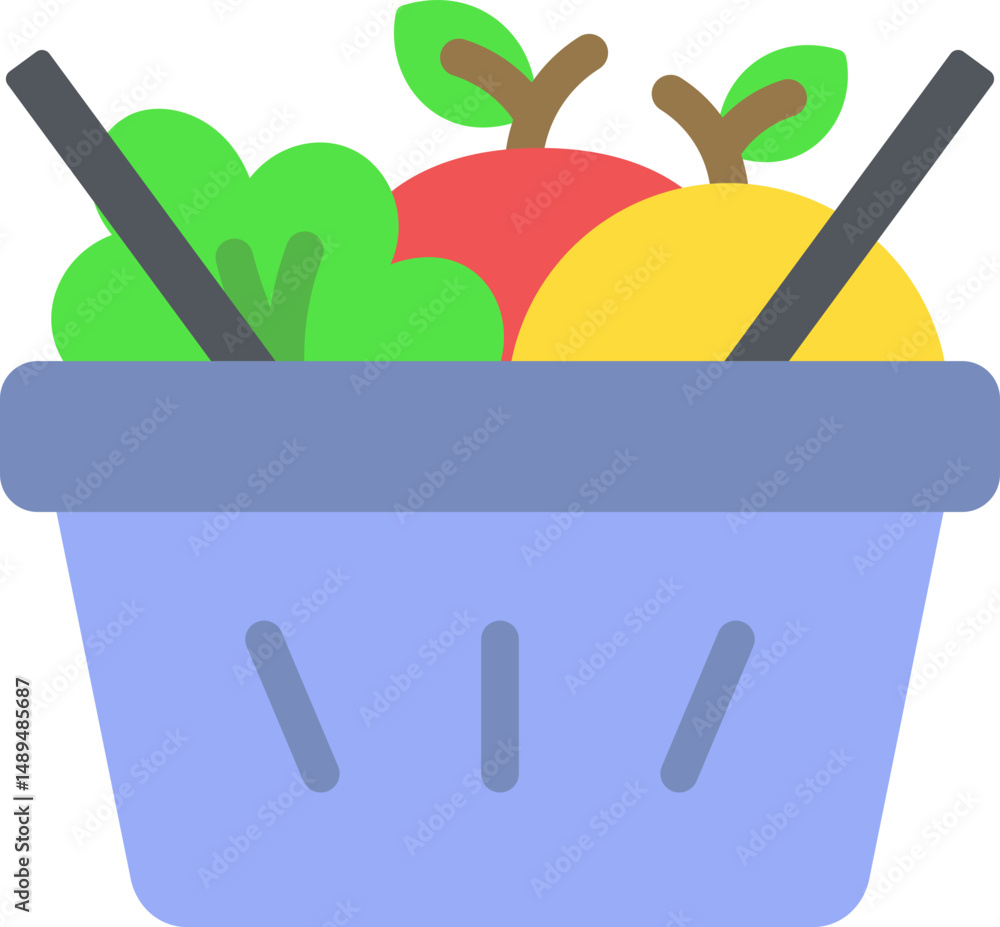 Obraz premium Grocery Basket Flat Icon