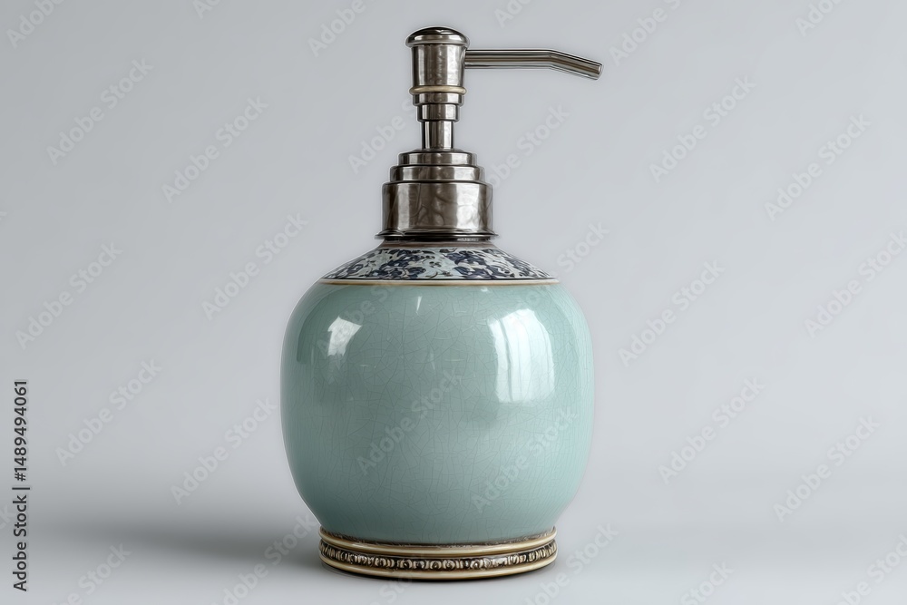 Fototapeta premium A ceramic soap dispenser bottle on white background