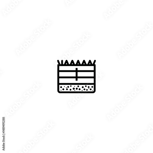 Layered ground icon represents soil structure diagrammatically