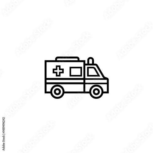 Ambulance outline transports patients in urgent medical situation emergency