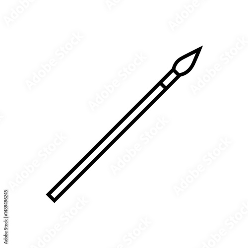 Thin paintbrush renders drawing on blank canvas creatively