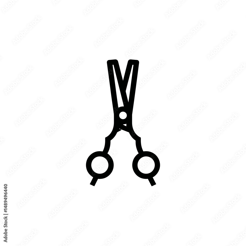 Open scissors cuts air in white background minimal design Open scissors cuts air in white background minimal design