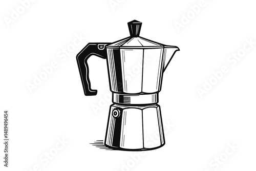Traditional Italian Stovetop Espresso Maker Illustration