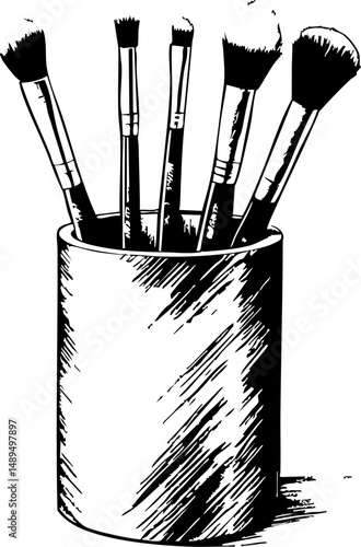 Vibrant artistic tools display art studio illustration creative environment close-up view craftsmanship concept for artists