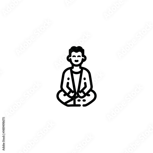 Meditating male yogi sits lotus position calm scene detail