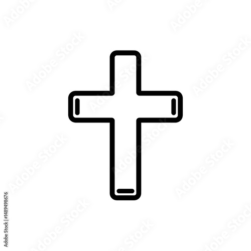 Isolated cross conveys faith symbol on white background outline