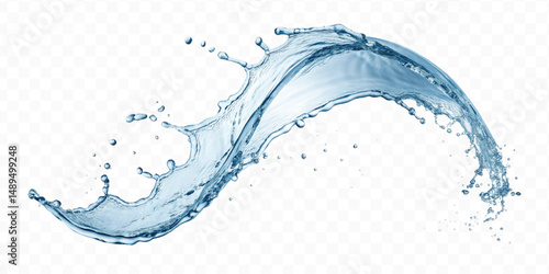 smooth liquid water splash in curve style isolated on transparent background