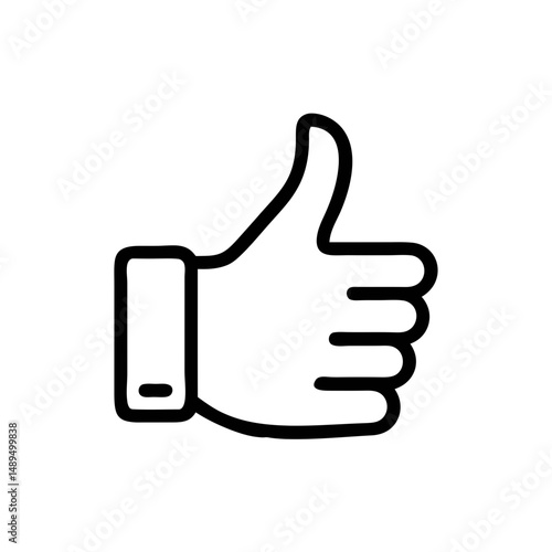 Outline Icon of Thumbs Up Hand Gesture Vector Isolated on White Background