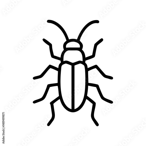 Minimal Cockroach Icon Outline – Simple Pest Insect Line Drawing for Design Use