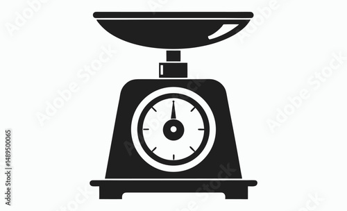 Kitchen scale silhouette, Weighing scale icon, Food scale vector, Balance scale graphic