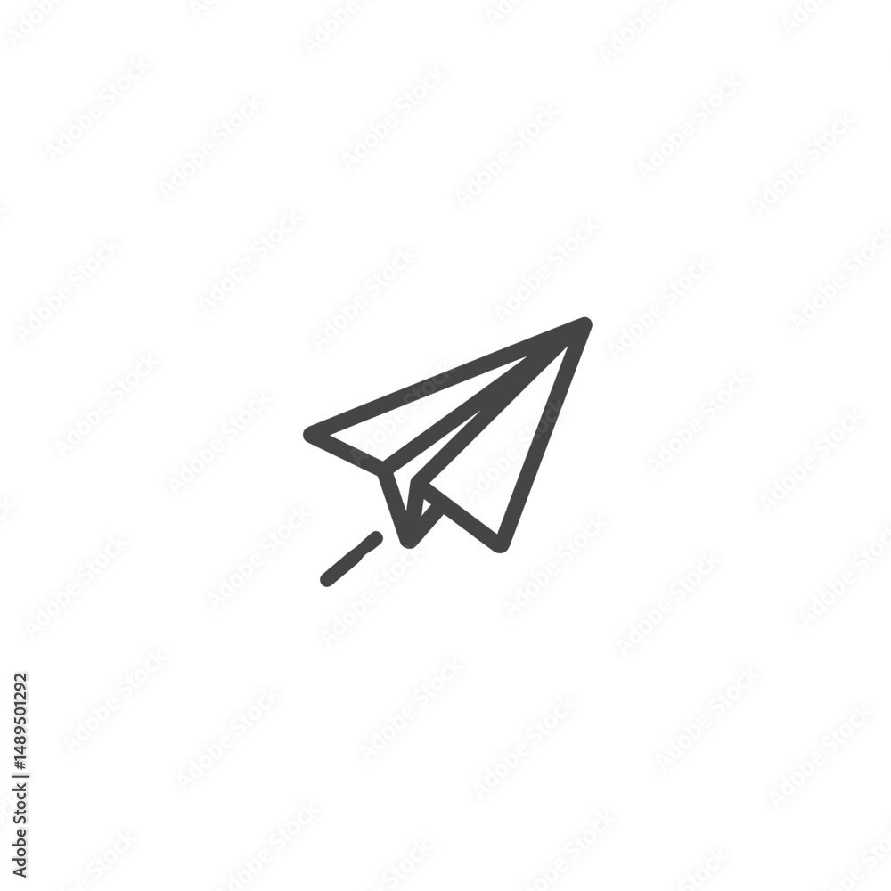 Simple paperplane launches upwards on clear white background minimalism Simple paperplane launches upwards on clear white background minimalism