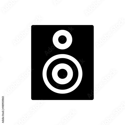 Speaker icon renders audio in simple studio setting background white detail