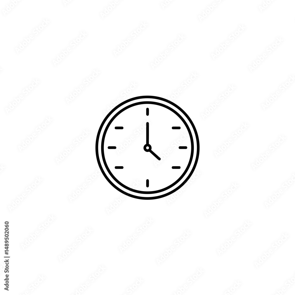 Clock icon shows hour in simple white background design Clock icon shows hour in simple white background design