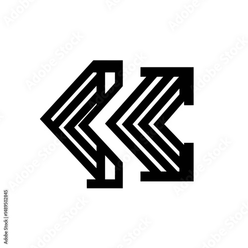 Graphic arrows point opposite directions background simple black