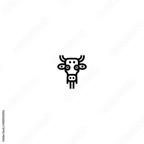 Minimal cow face stares monochrome background design graphic
