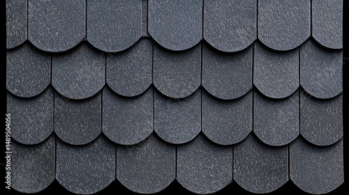 Dark gray shingle roof tiles overlapping pattern texture