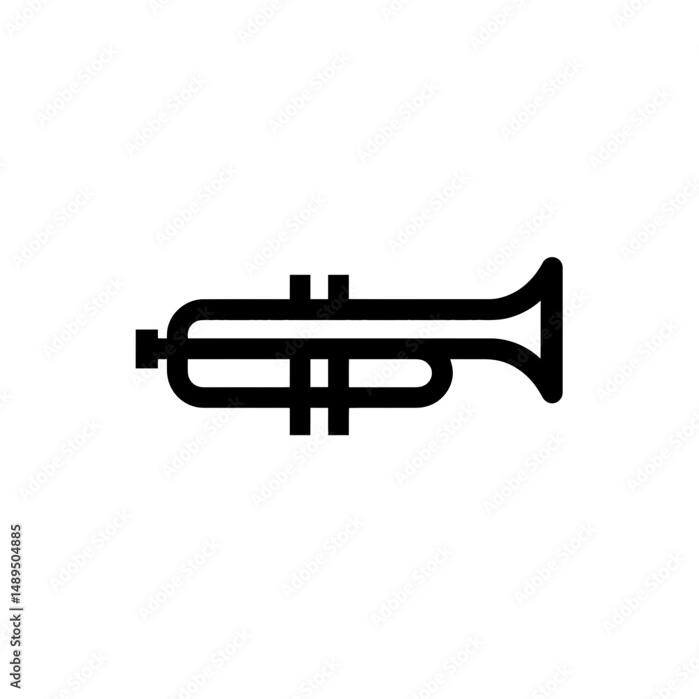 Naklejka premium Trumpet icon displays music instrument on white background graphic element